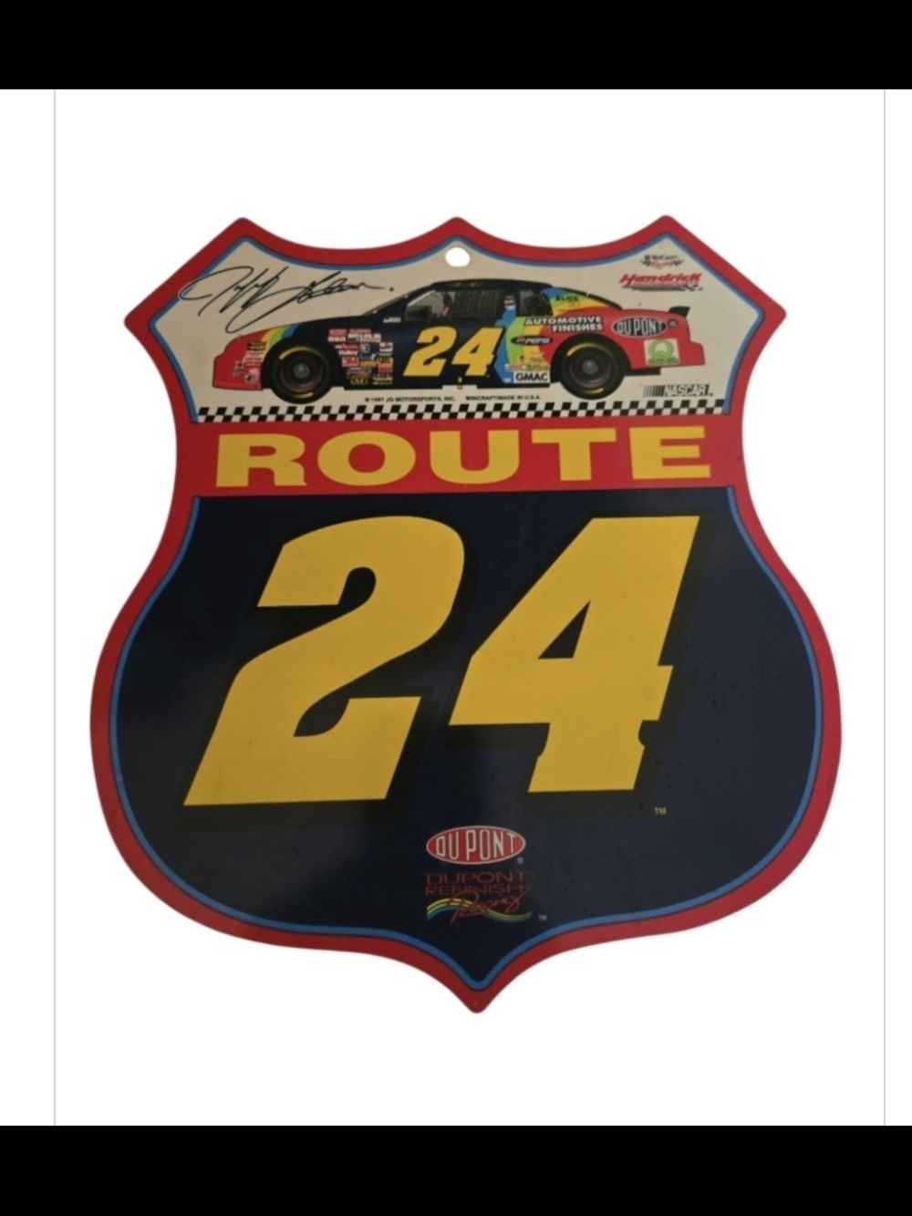 Nascar Route 24 Sign - Yellow and Red Race Shield